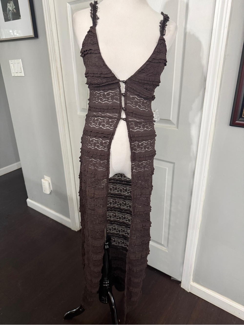Forever 21 Brown Backless Lace Maxi Top